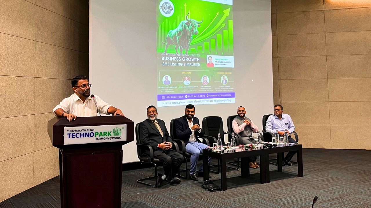 A Workshop on ‘An Unconventional Path to Business Growth – SME Listing Simplified,’ held at Technopark