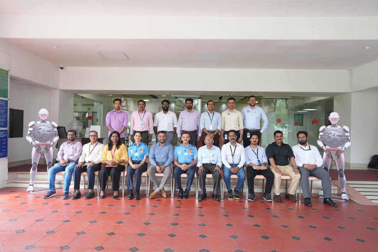 Air Marshal Manish Khanna, AOC-in-C Southern Air Command, accompanied by Sqn Ldr Archana Singh, visited Technopark for an interactive session with defence and aerospace leaders and startups.