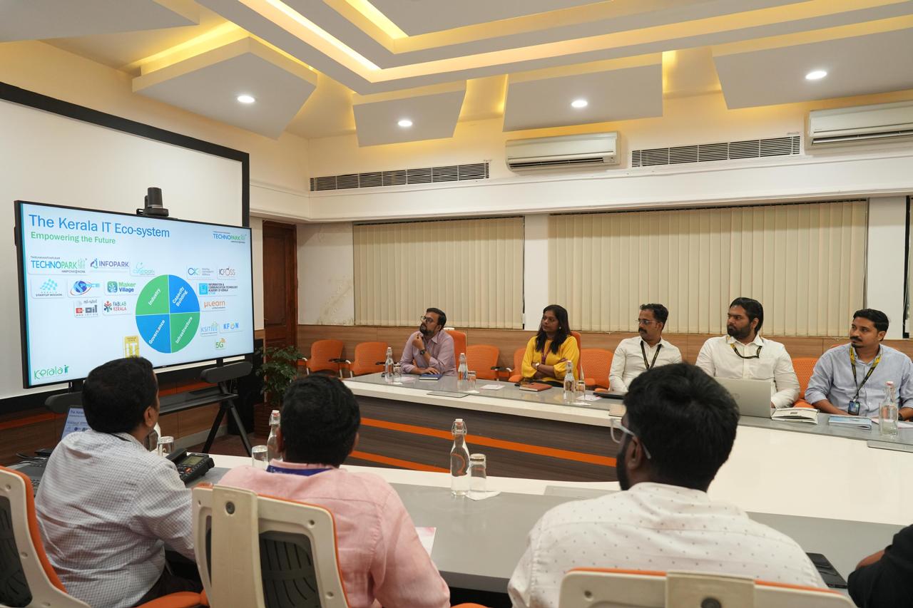 Senior leaders from KSPACE, KSUM, Genrobotics, GTech, Axldrone, Vinvish, Quest Global, Testhouse, SFO Technologies and others participated in the high-level interaction at Technopark.