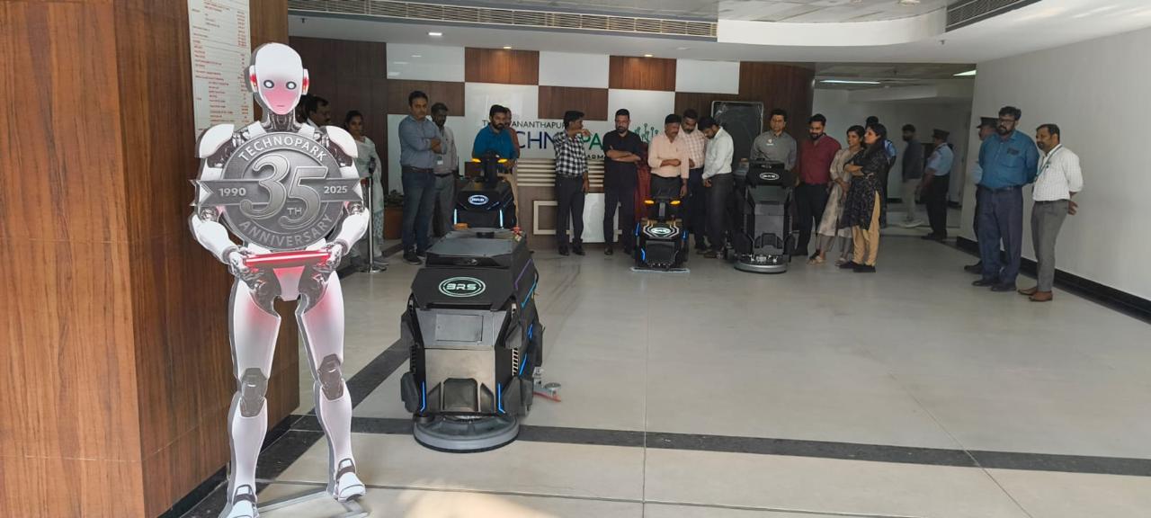 Smart robots with LiDAR and sensors navigate and clean with precision, redefining workplace hygiene at Technopark