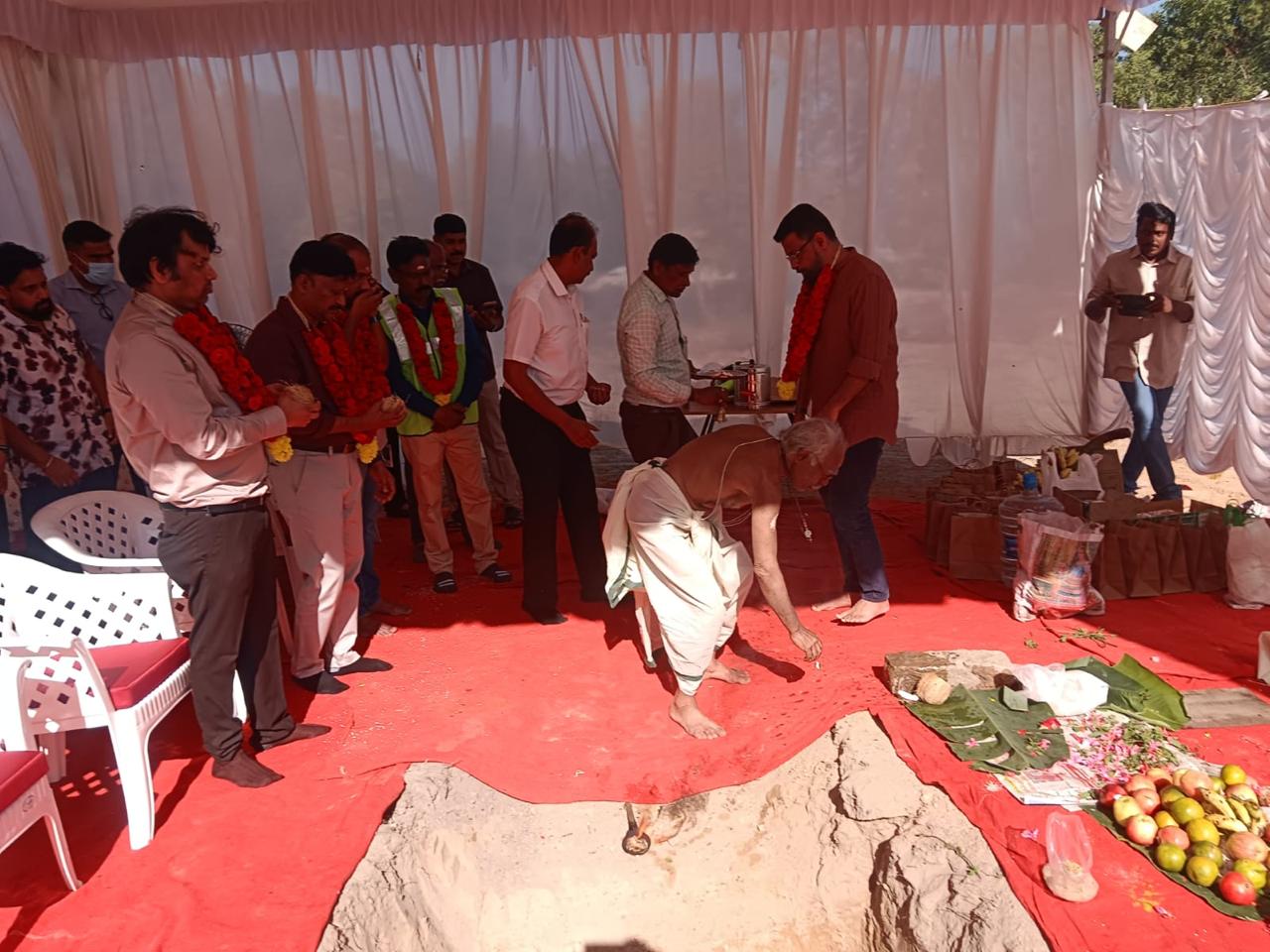 Kaushik Ram, Director (Services), CCCL, and Perumal, Project Manager, CCCL, represented CCCL during the groundbreaking pooja