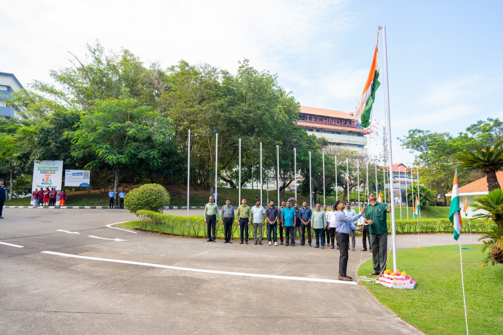 Flag-unfurling ceremonies across Technopark campuses, honouring 77 years of India’s democratic journey