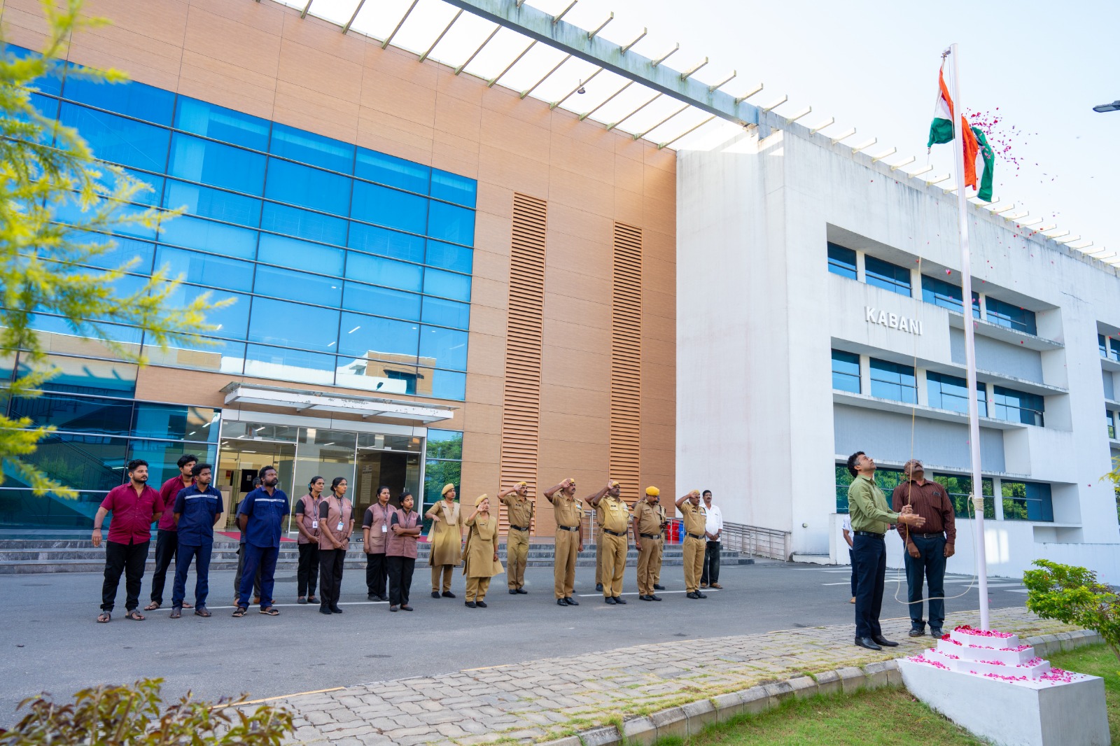 The tricolour rises across Technopark, reflecting unity, patriotism, and constitutional values