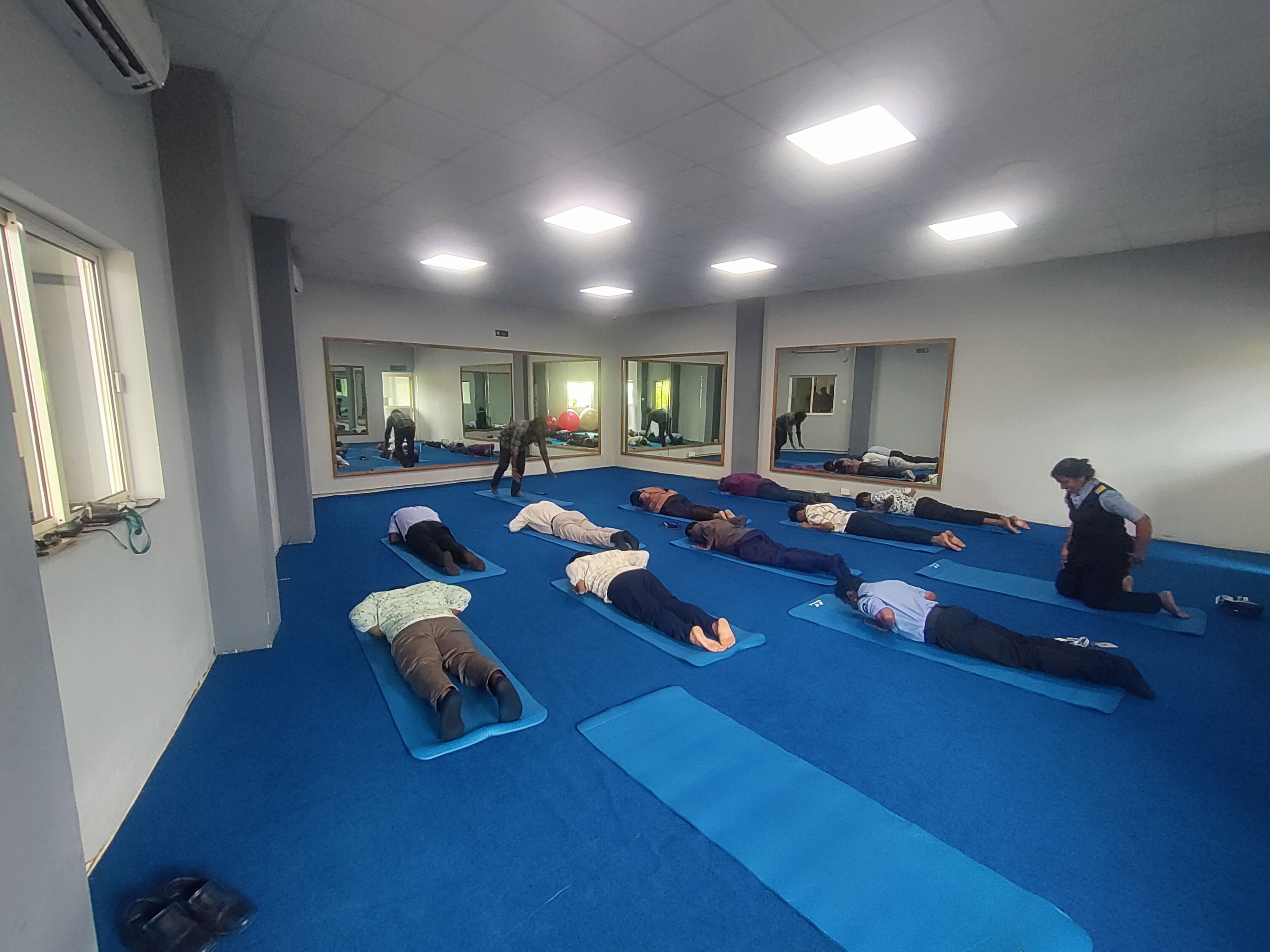 Mr. Venkitesh, a certified yoga instructor leading Yoga Day Session @ Technopark Phase III